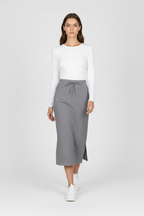 Grey Skirt White Top New Pose