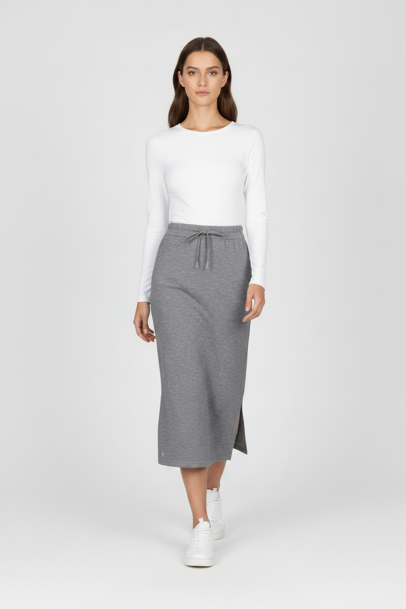 Grey Skirt White Top New Pose