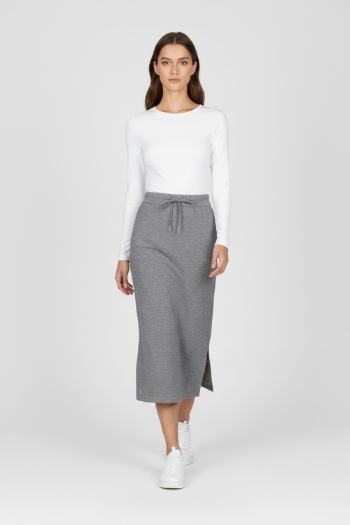 Grey Skirt White Top New Pose