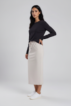 Ivory Skirt Dark Top New Pose