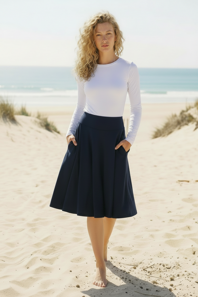 ALAYA Mid Skirt - Navy Blue