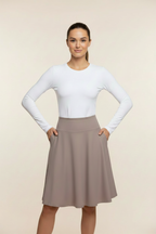 White Top Taupe Skirt No Logo