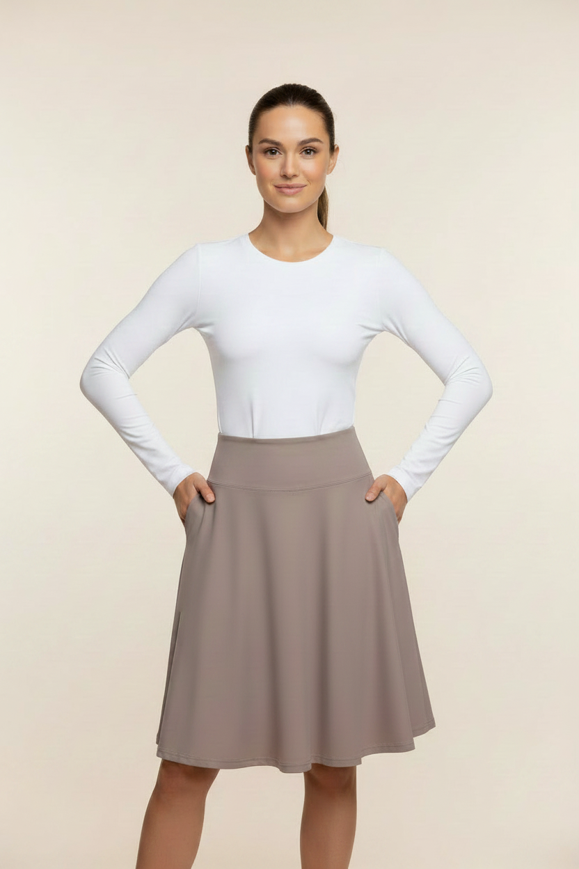 White Top Taupe Skirt No Logo
